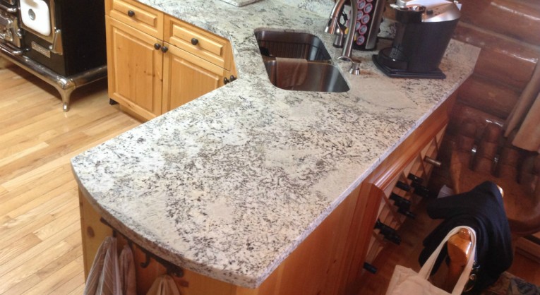 Leather Finish Arctic Cream Granite With Flat Eased Edge Profile Custom Log Home Fit 3936